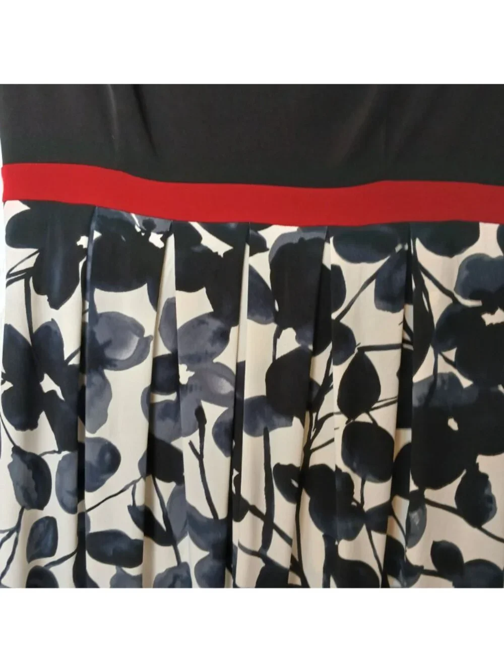 En Focus Studio Womens Sz 8 Dress Black White Floral Print Fit & Flare #H-17